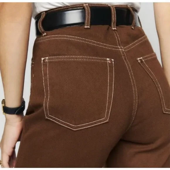 Reformation size 25 cowboy high rise straight jeans chocolate brown - NWT - Picture 10 of 10